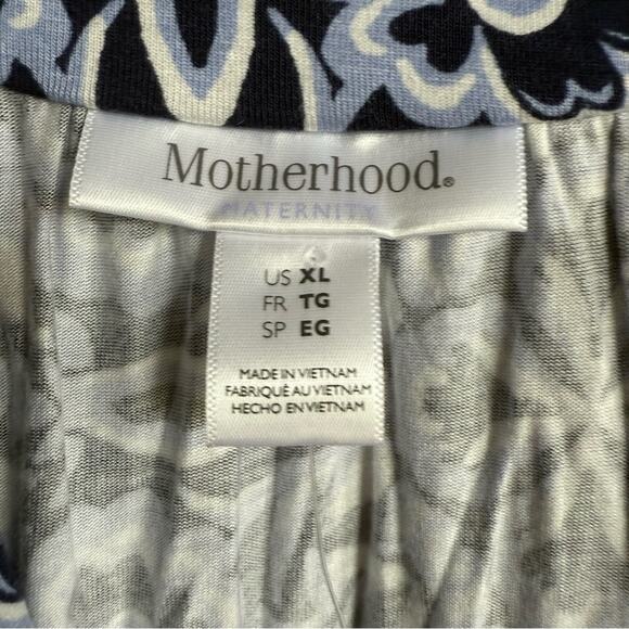 Motherhood Navy and White Maxi Dress Knit Faux‎ Wrap Maternity NEW XL - Picture 5 of 6